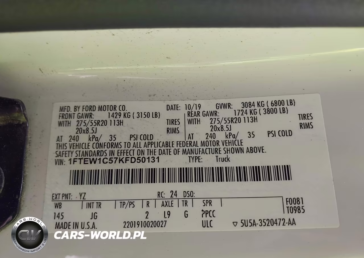 2019 Ford F-150 Xl VIN:1FTEW1C57KFD50131 - 9