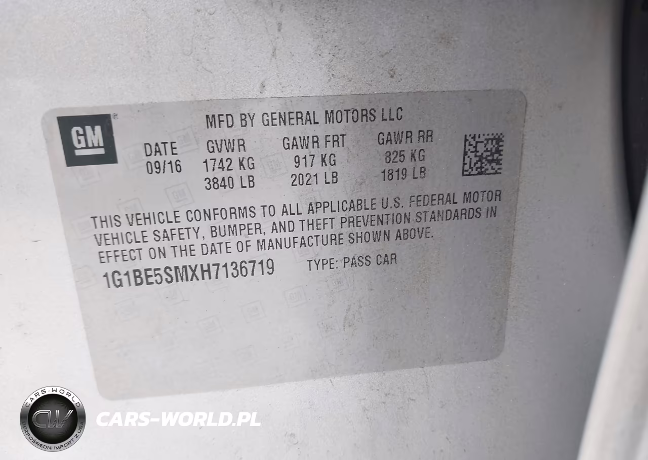 2017 Chevrolet Cruze Lt Auto VIN:1G1BE5SMXH7136719 - 9