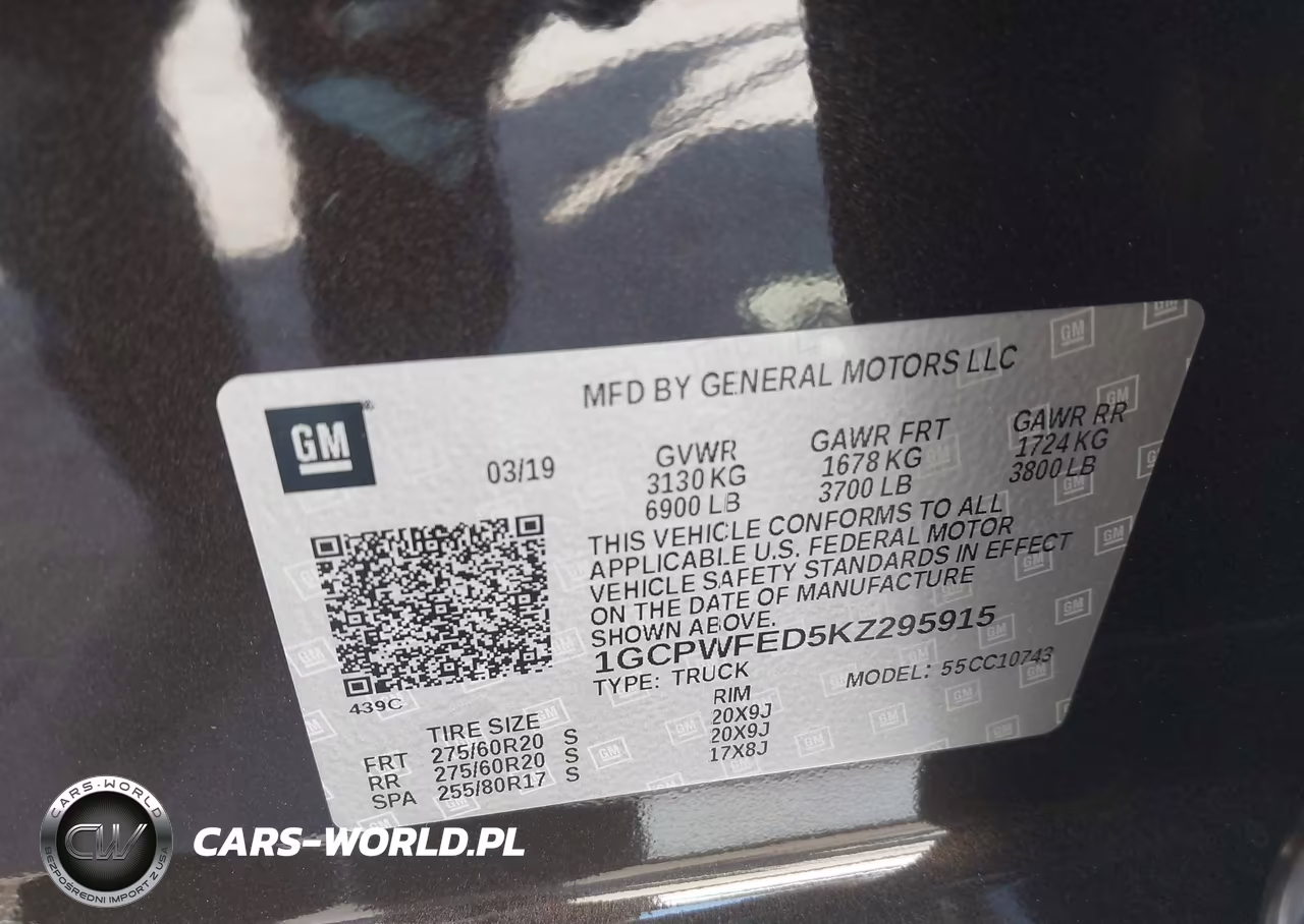 2019 Chevrolet Silverado 1500 High Country VIN:1GCPWFED5KZ295915 - 9