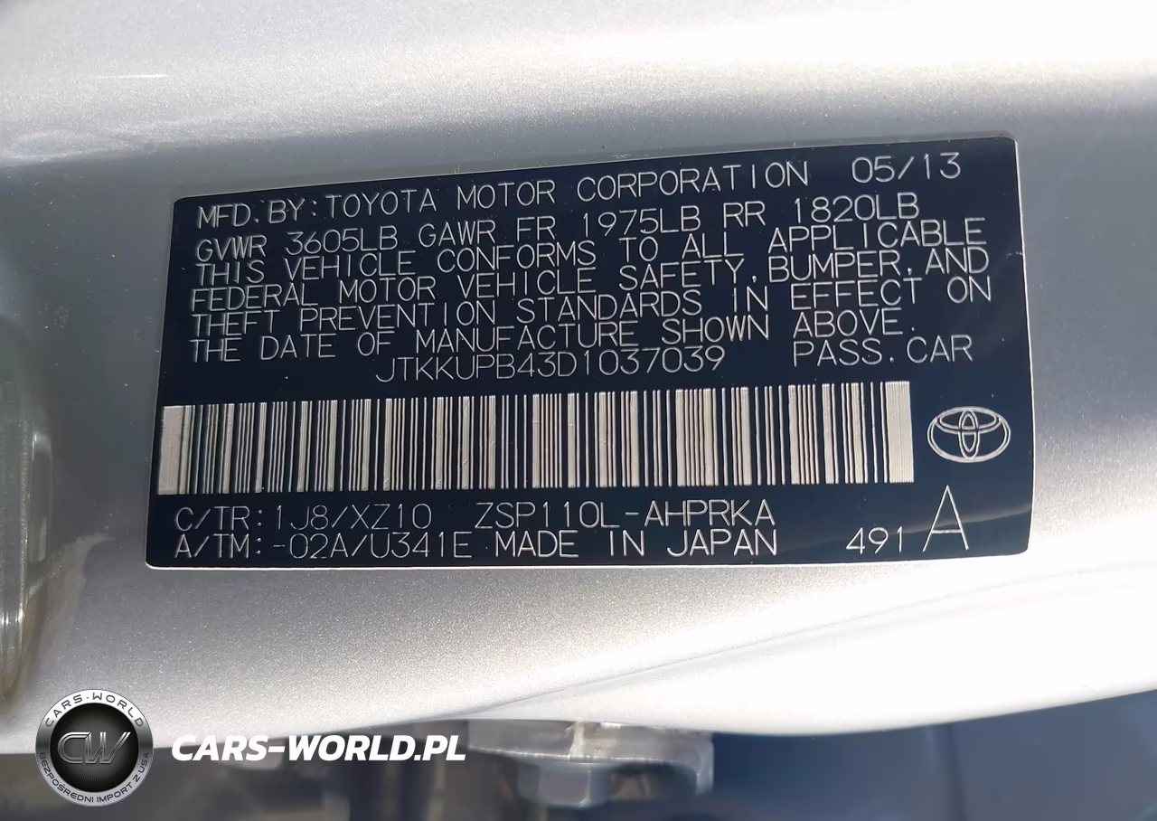 2013 Scion Xd 10 Series VIN:JTKKUPB43D1037039 - 9