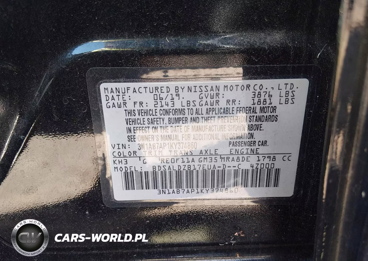2019 Nissan Sentra Sv VIN:3N1AB7AP1KY374860 - 8
