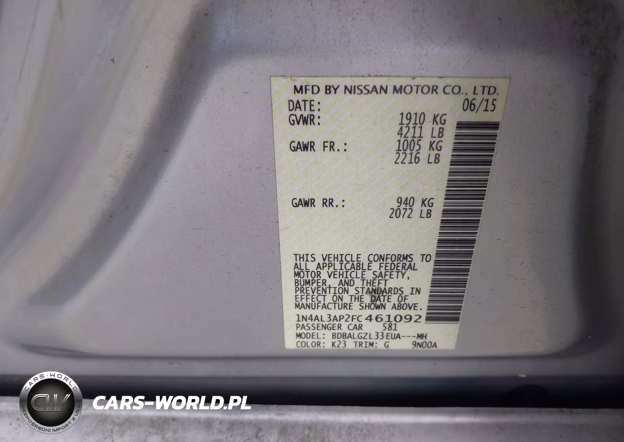 2015 Nissan Altima 2.5 S VIN:1N4AL3AP2FC461092 - 9