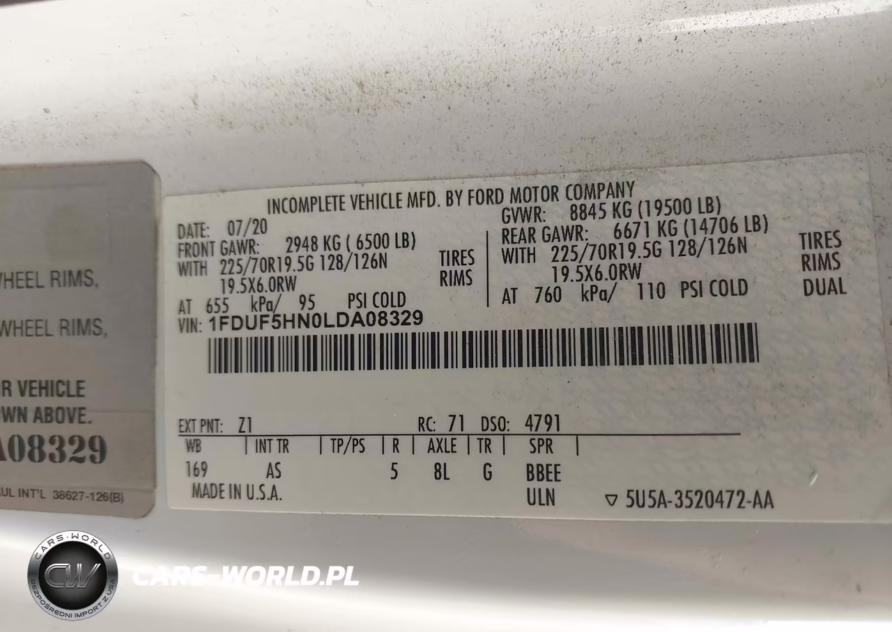2020 Ford F-550 Chassis Xl VIN:1FDUF5HN0LDA08329 - 8