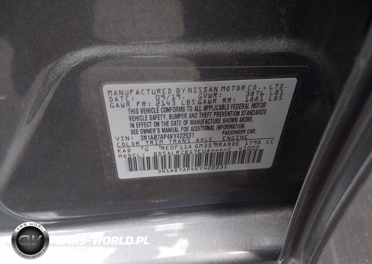 2019 Nissan Sentra Sr VIN:3N1AB7AP4KY422531 - 9