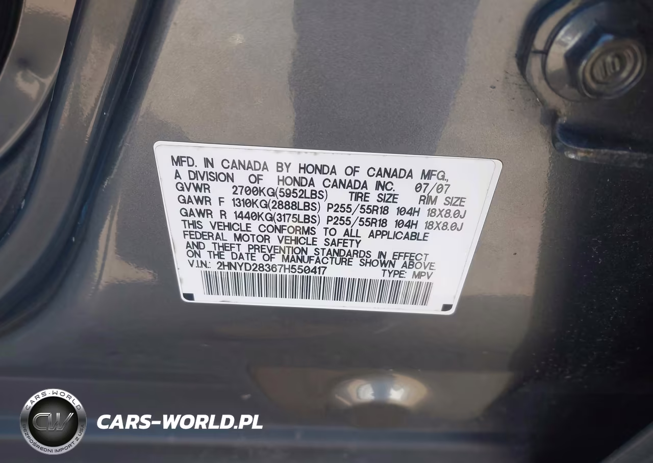 2007 Acura Mdx Technology Package VIN:2HNYD28367H550417 - 9