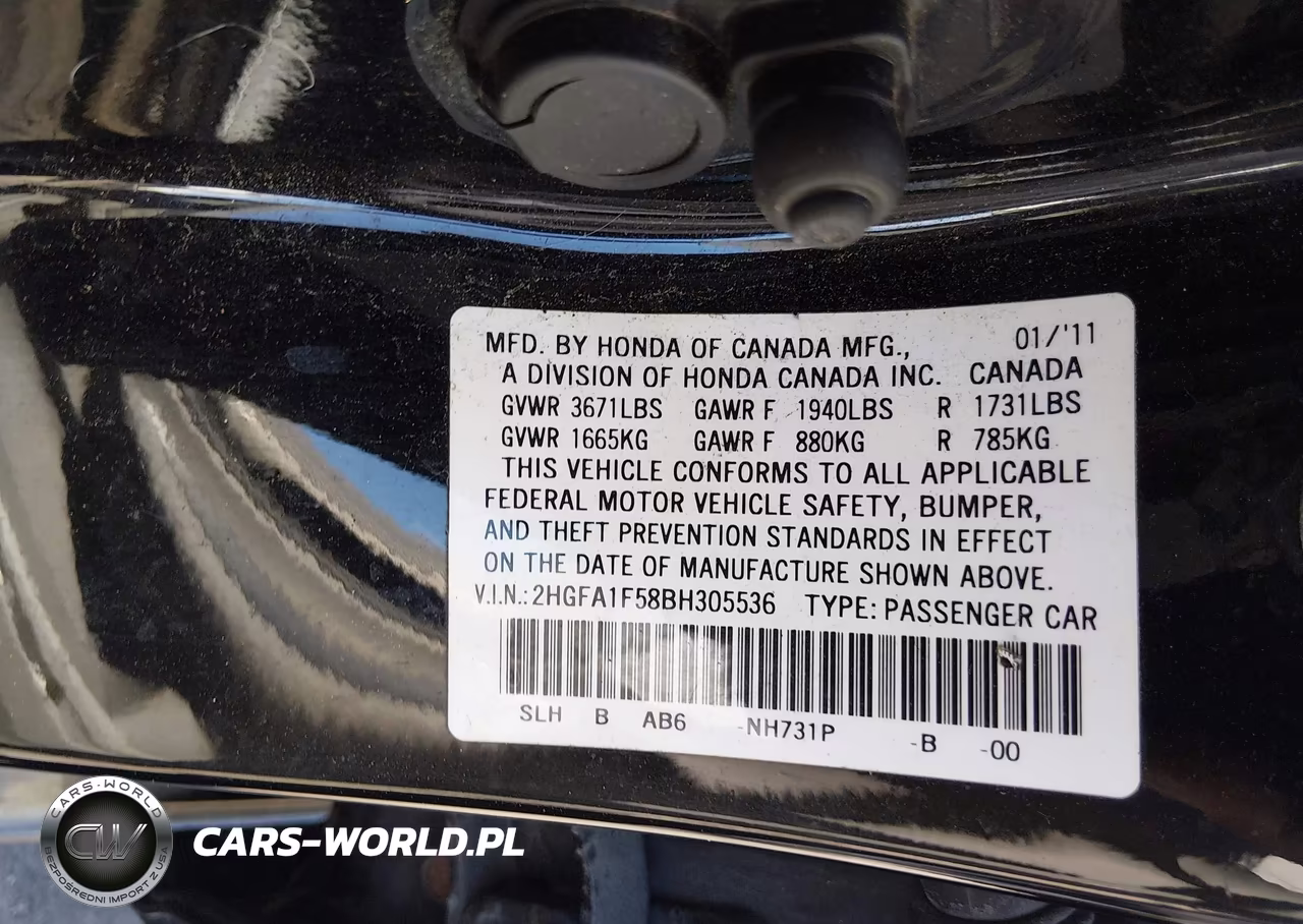2011 Honda Civic Lx VIN:2HGFA1F58BH305536 - 9