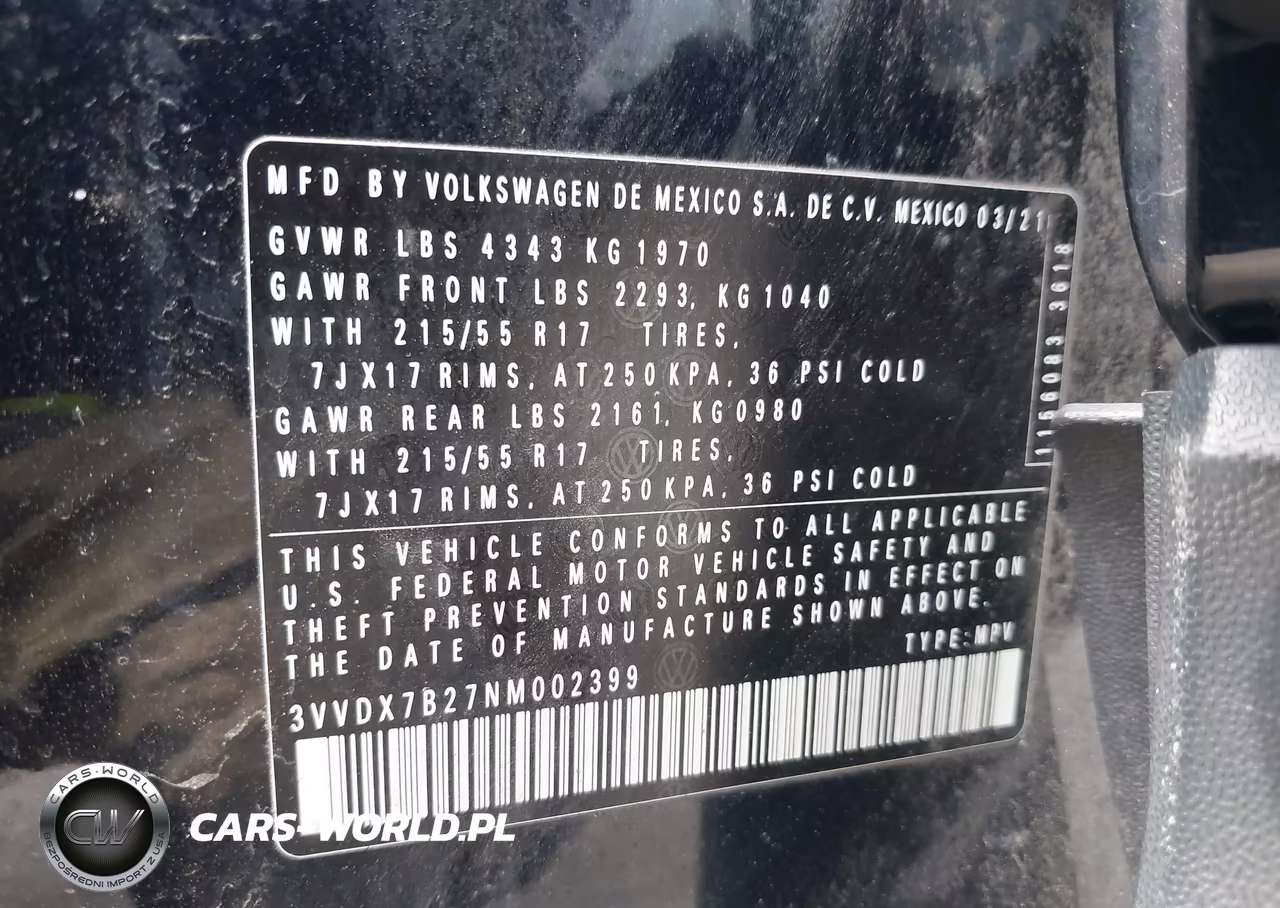 2022 Volkswagen Taos 1.5T S VIN:3VVDX7B27NM002399 - 9