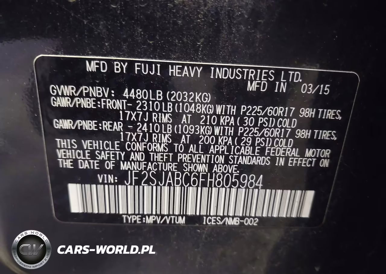 2015 Subaru Forester 2.5I VIN:JF2SJABC6FH805984 - 9