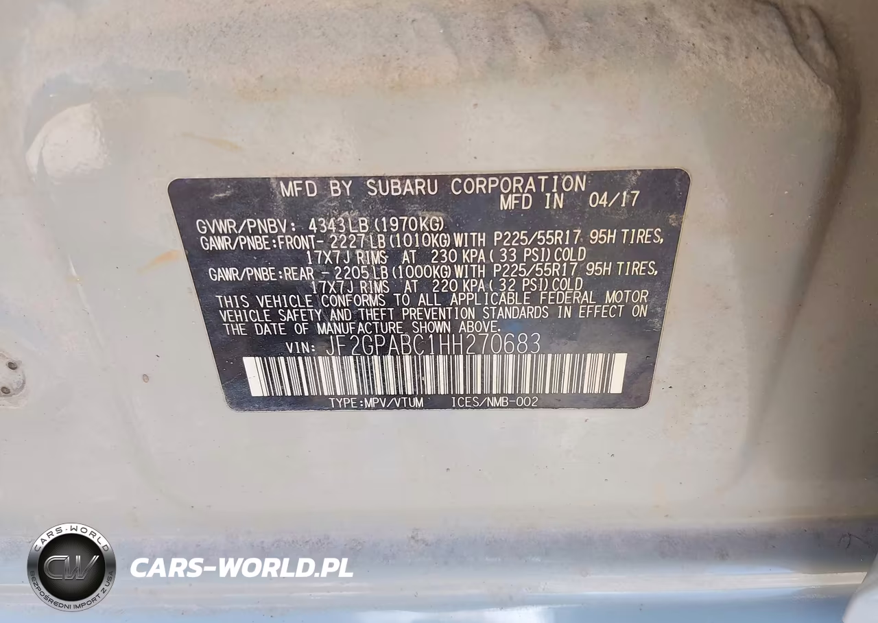2017 Subaru Crosstrek 2.0I Premium VIN:JF2GPABC1HH270683 - 9