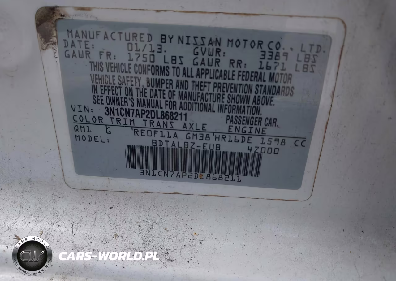 2013 Nissan Versa 1.6 Sv VIN:3N1CN7AP2DL868211 - 9
