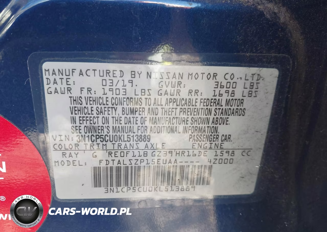 2019 Nissan Kicks Sv VIN:3N1CP5CU0KL513889 - 9