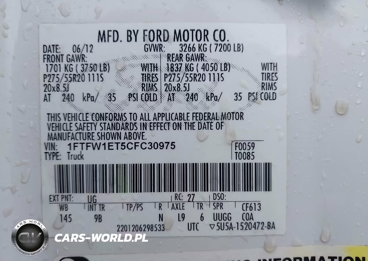 2012 Ford F-150 Platinum VIN:1FTFW1ET5CFC30975 - 9