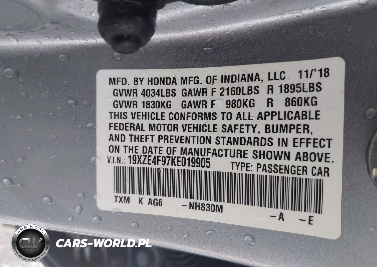 2019 Honda Insight Touring VIN:19XZE4F97KE019905 - 9