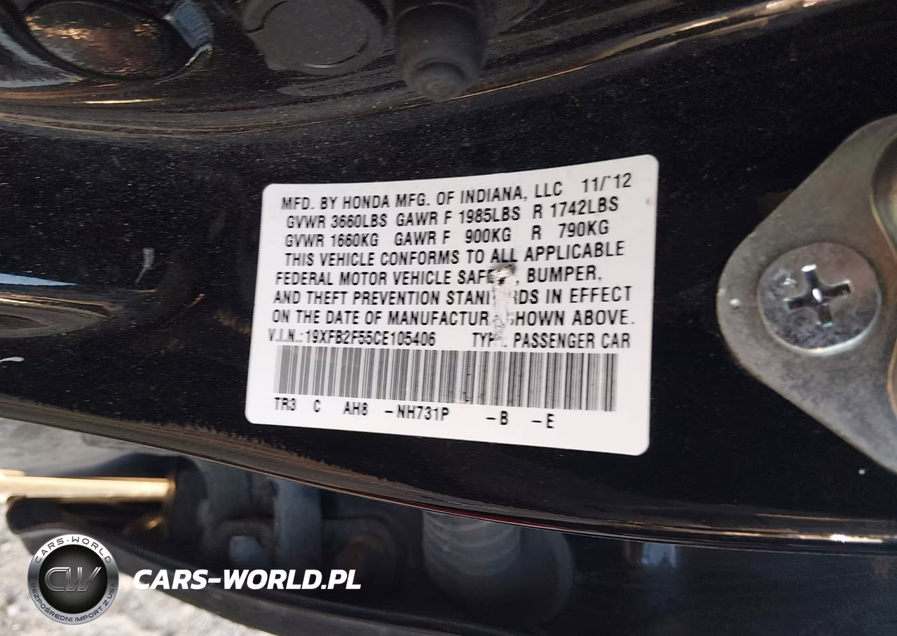 2012 Honda Civic Lx VIN:19XFB2F55CE105406 - 9