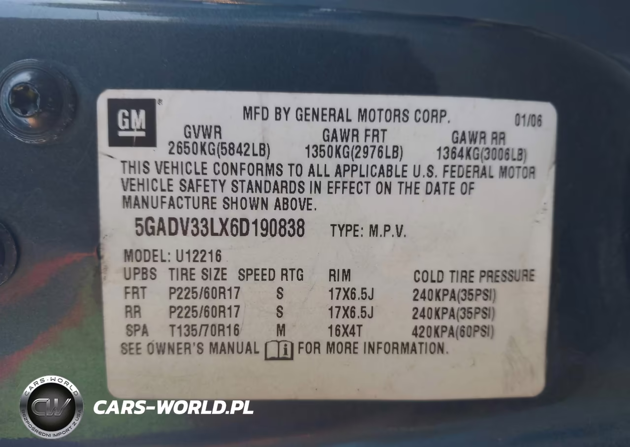 2006 Buick Terraza Cxl VIN:5GADV33LX6D190838 - 9