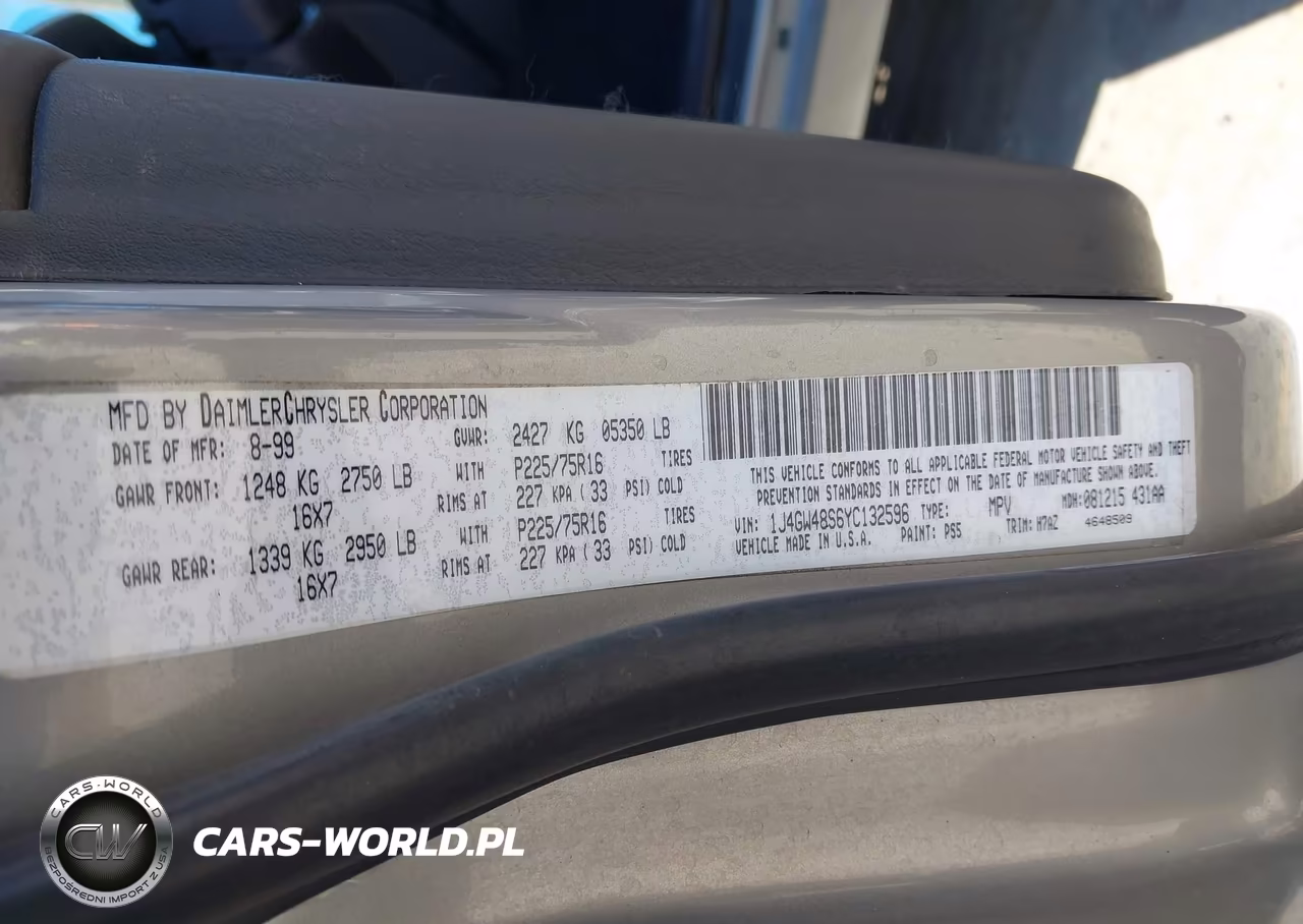 2000 Jeep Grand Cherokee Laredo VIN:1J4GW48S6YC132596 - 9