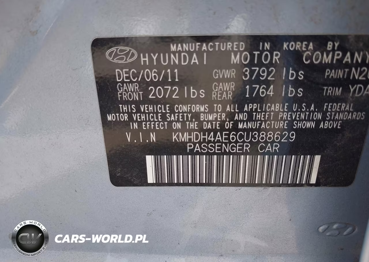 2012 Hyundai Elantra Gls (Ulsan Plant) VIN:KMHDH4AE6CU388629 - 9