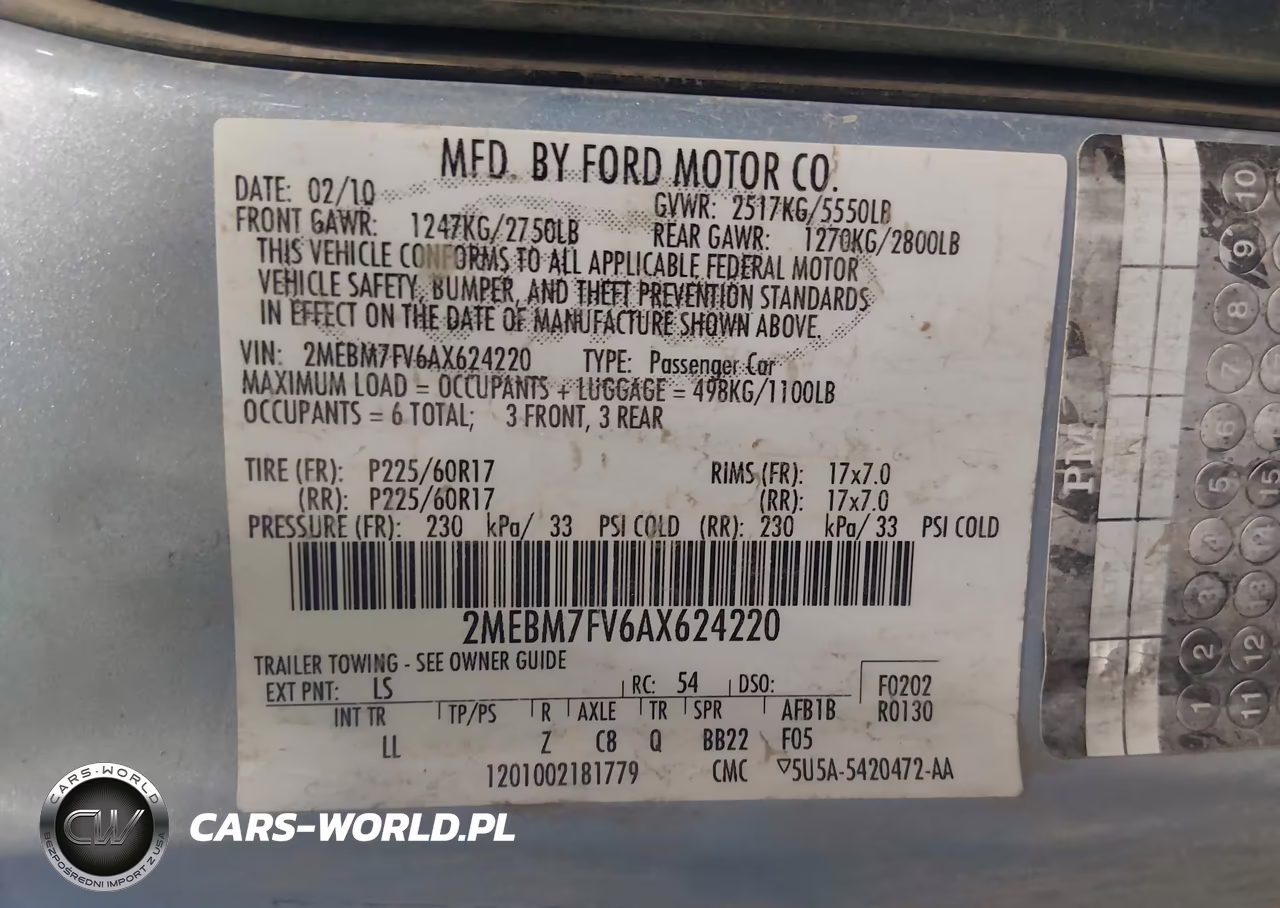 2010 Mercury Grand Marquis Ls (Fleet Only) VIN:2MEBM7FV6AX624220 - 9