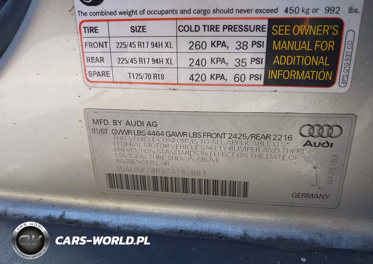 2007 Audi A3 2.0T VIN:WAUNF78P57A147883 - 9