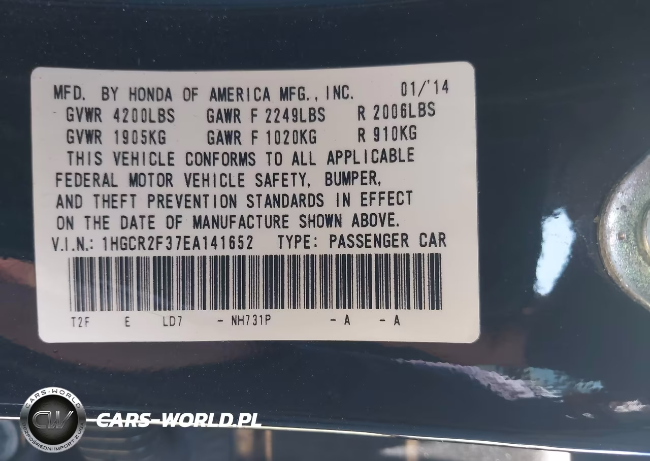 2014 Honda Accord Lx VIN:1HGCR2F37EA141652 - 9