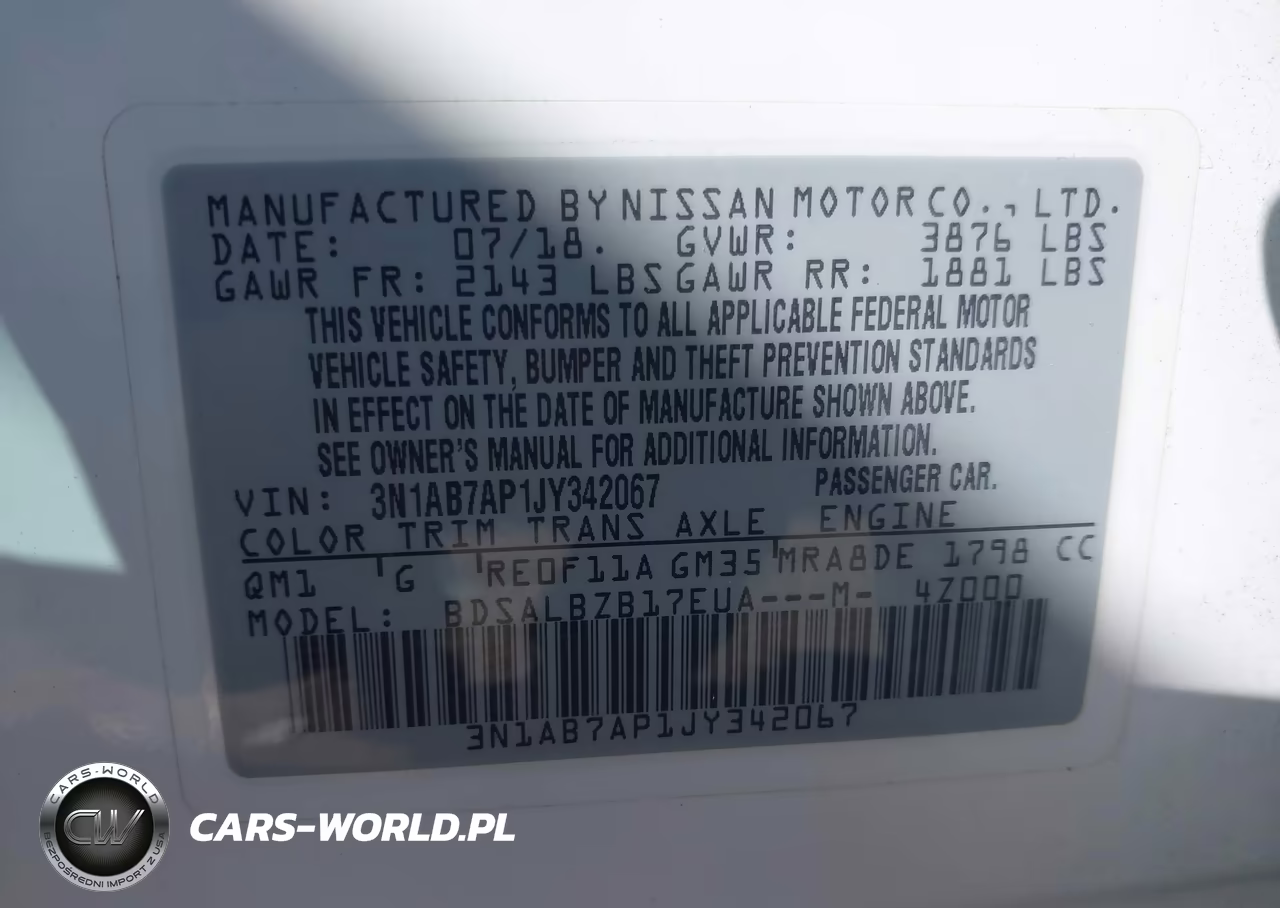 2018 Nissan Sentra S VIN:3N1AB7AP1JY342067 - 9