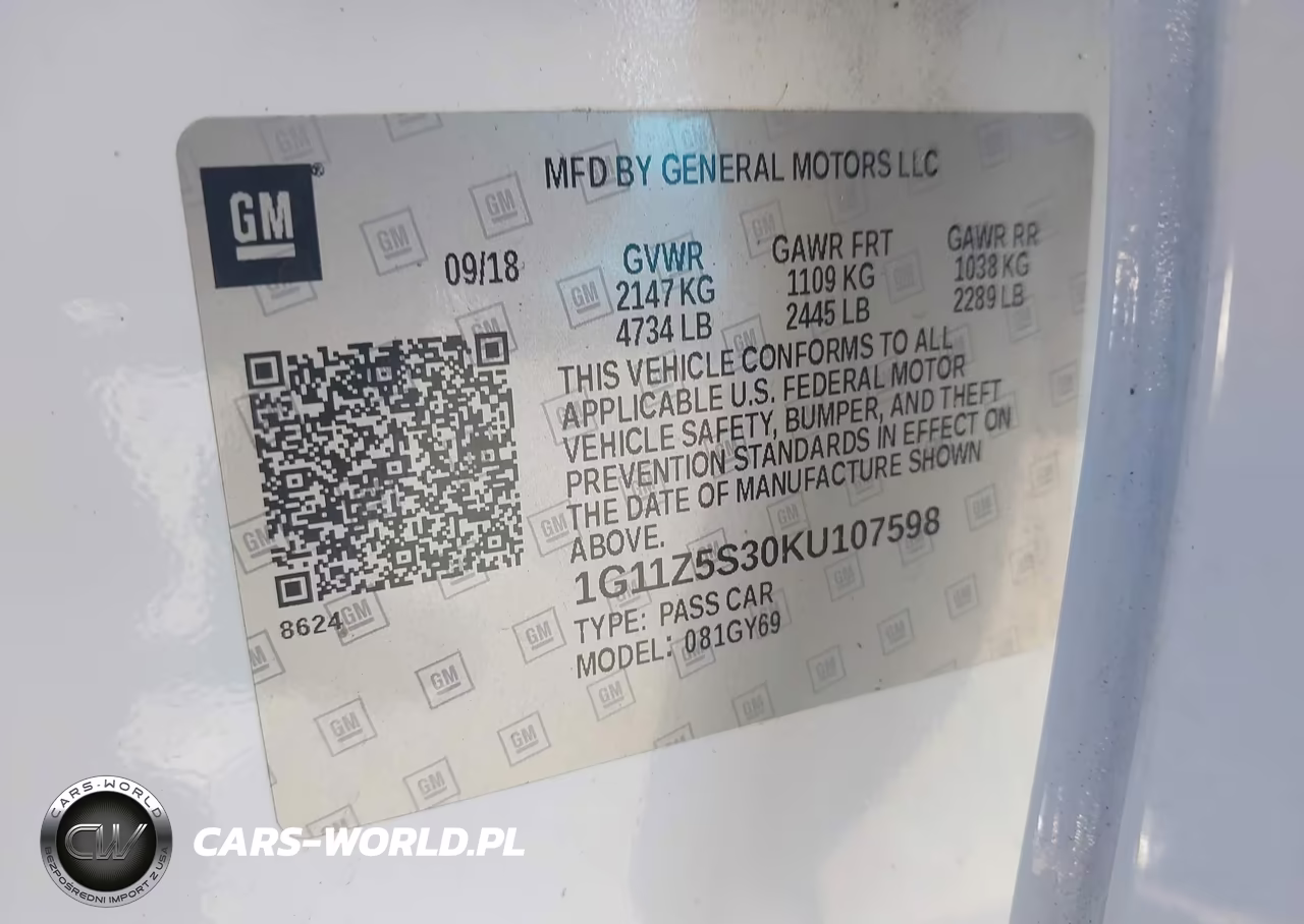2019 Chevrolet Impala Lt VIN:1G11Z5S30KU107598 - 9
