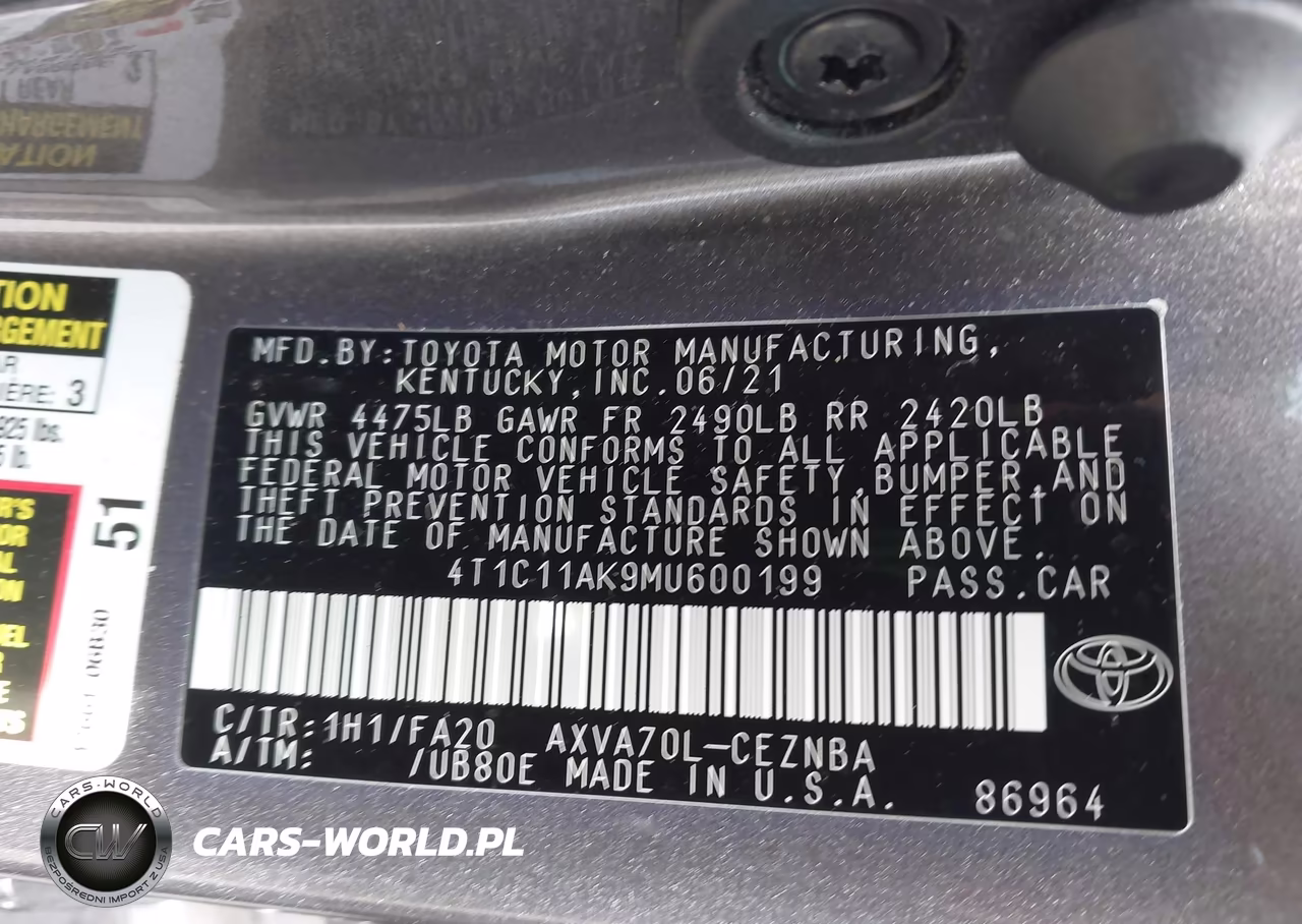 2021 Toyota Camry Le VIN:4T1C11AK9MU600199 - 9