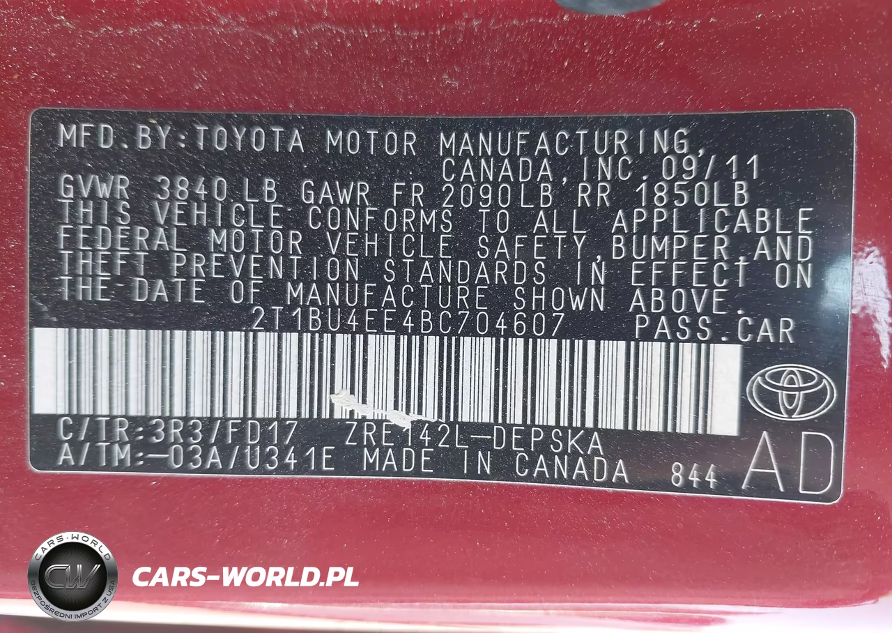 2011 Toyota Corolla S VIN:2T1BU4EE4BC704607 - 9