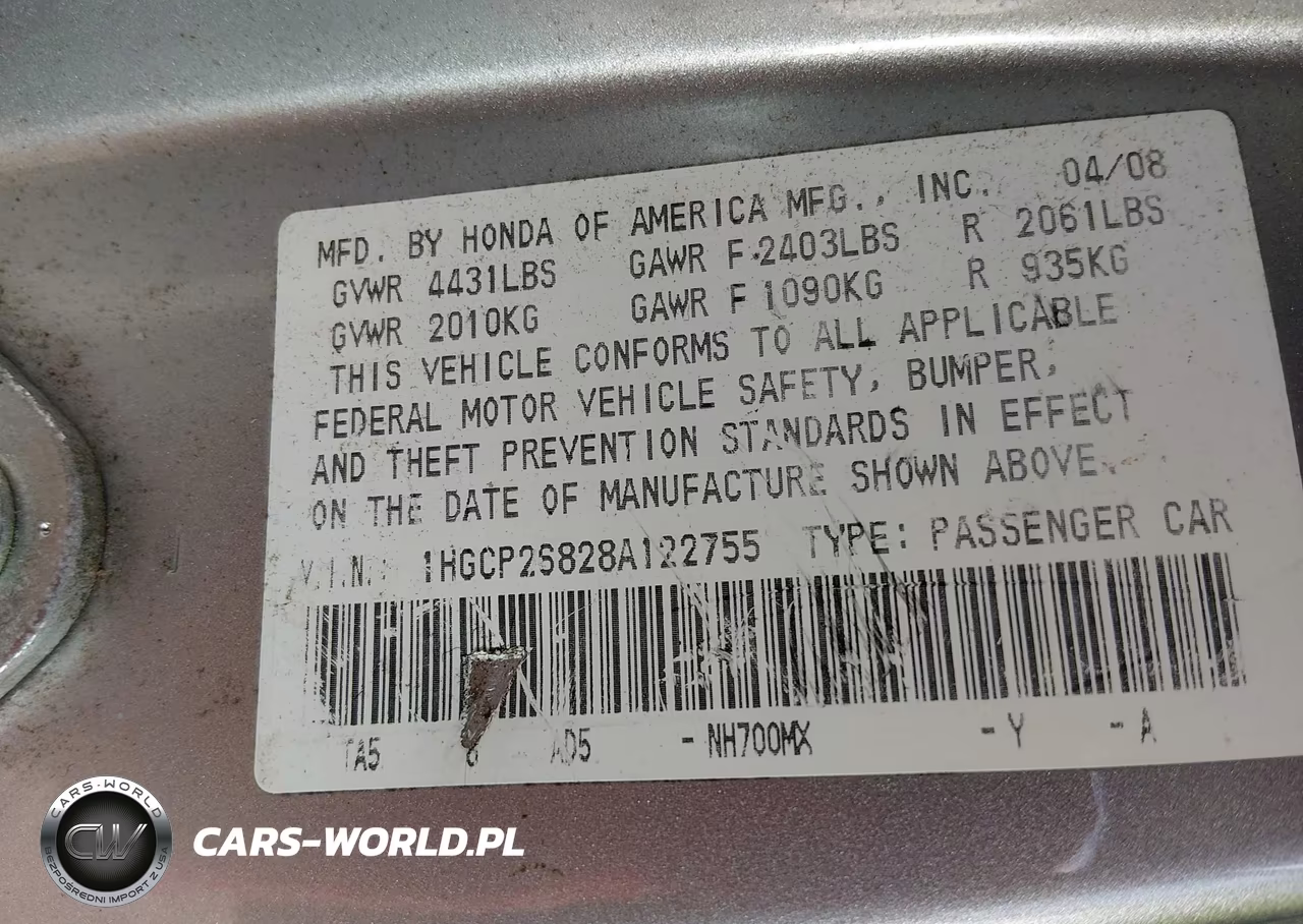 2008 Honda Accord 2.4 Ex-L VIN:1HGCP26828A122755 - 9