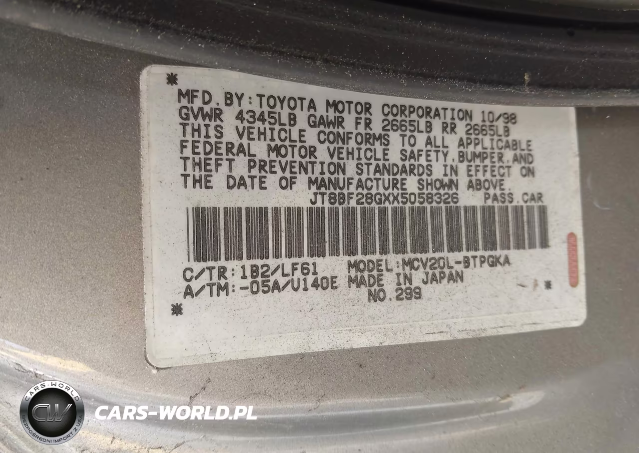 1999 Lexus Es 300 VIN:JT8BF28GXX5058326 - 9