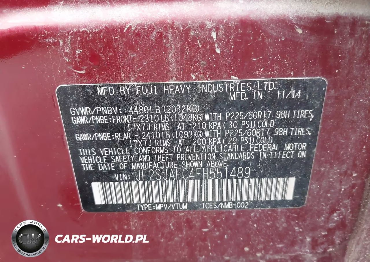2015 Subaru Forester 2.5I Premium VIN:JF2SJAFC4FH551489 - 9