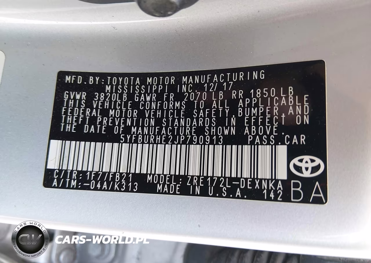 2018 Toyota Corolla Le VIN:5YFBURHE2JP790913 - 9