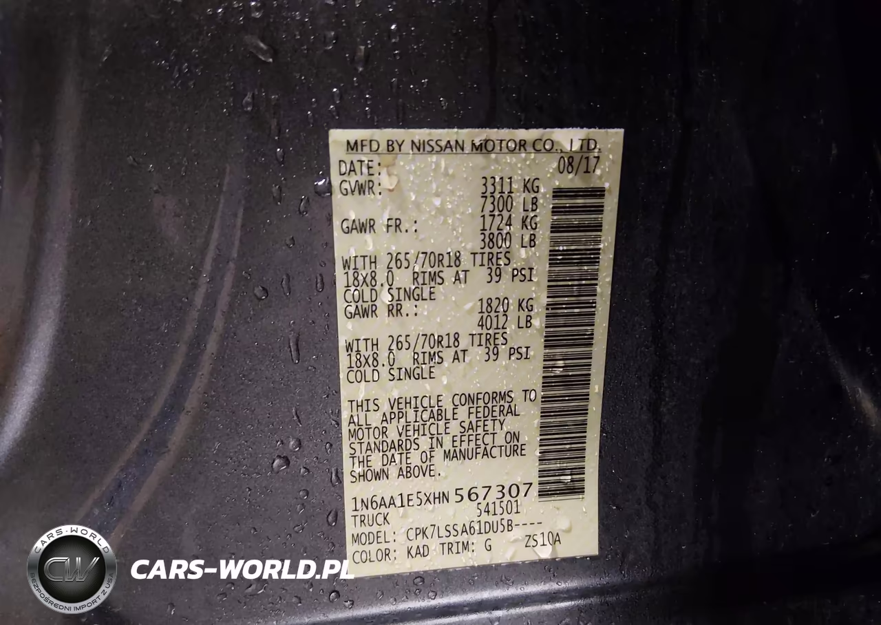 2017 Nissan Titan Sv VIN:1N6AA1E5XHN567307 - 9
