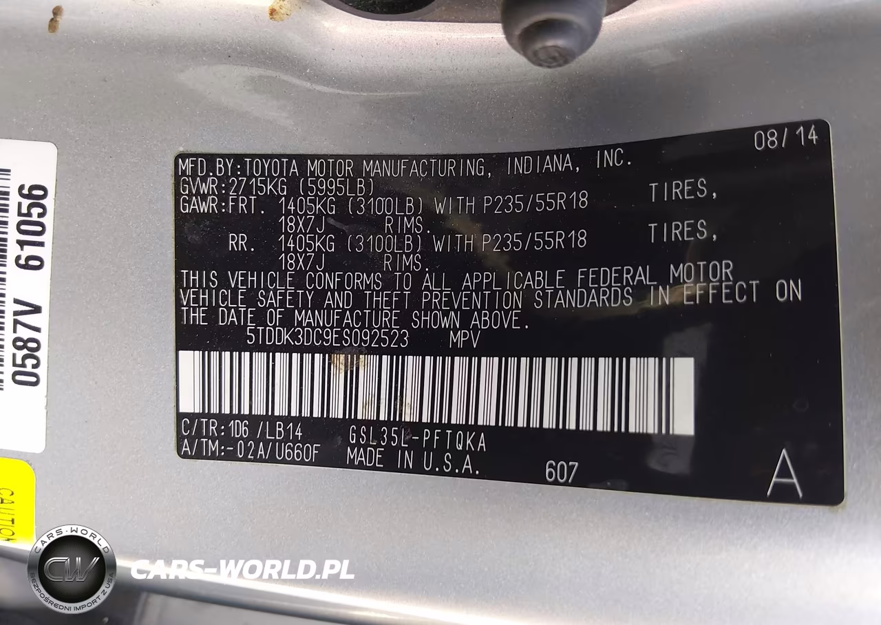 2014 Toyota Sienna Xle 7 Passenger VIN:5TDDK3DC9ES092523 - 9