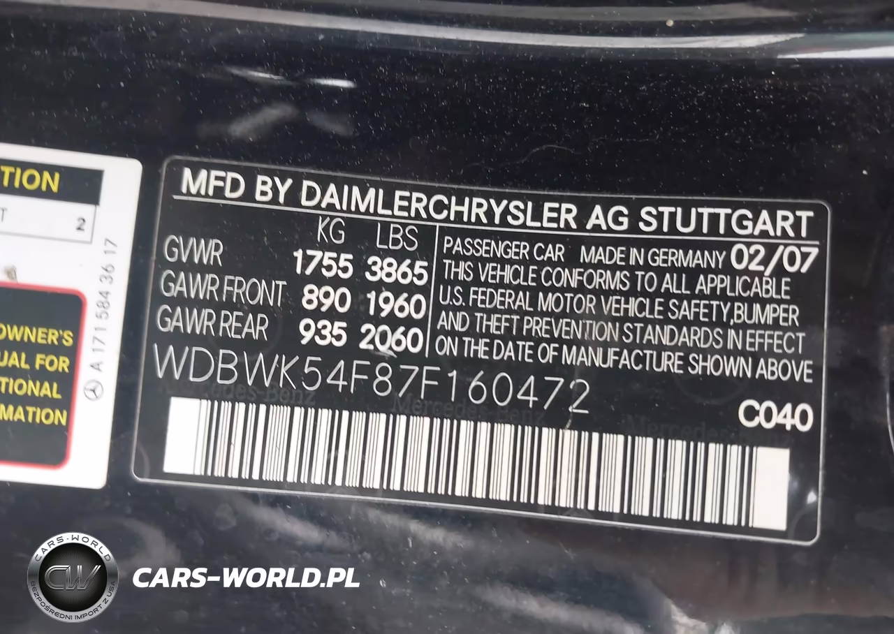 2007 Mercedes-Benz Slk 280 VIN:WDBWK54F87F160472 - 9