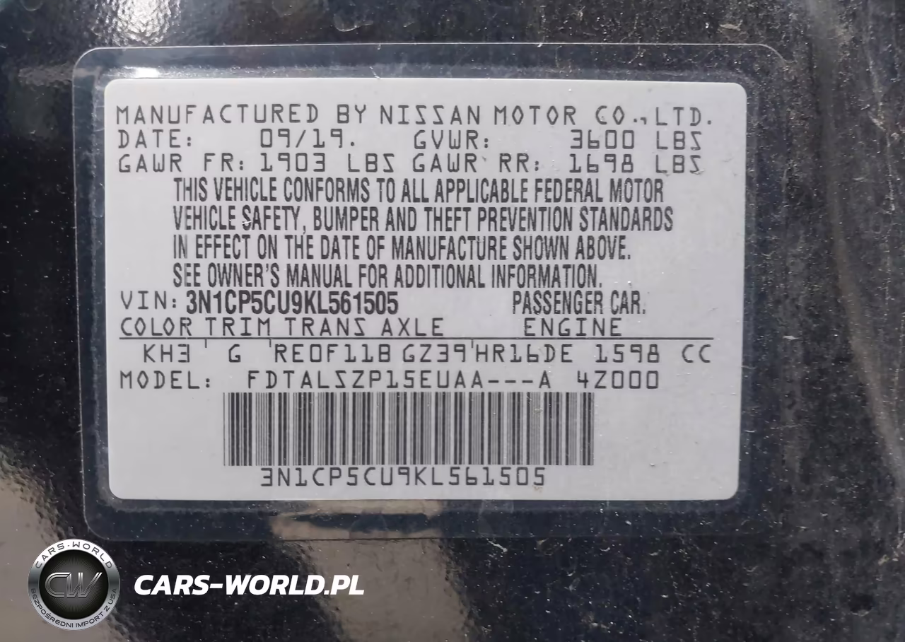 2019 Nissan Kicks Sv VIN:3N1CP5CU9KL561505 - 9