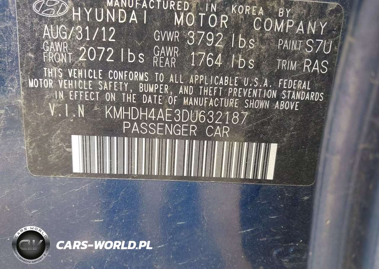 2013 Hyundai Elantra Gls VIN:KMHDH4AE3DU632187 - 9