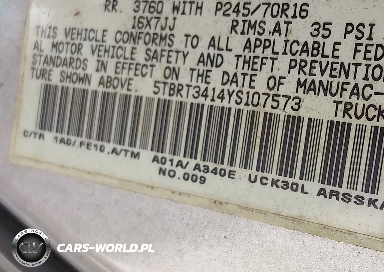2000 Toyota Tundra Sr5 V8 VIN:5TBRT3414YS107573 - 9