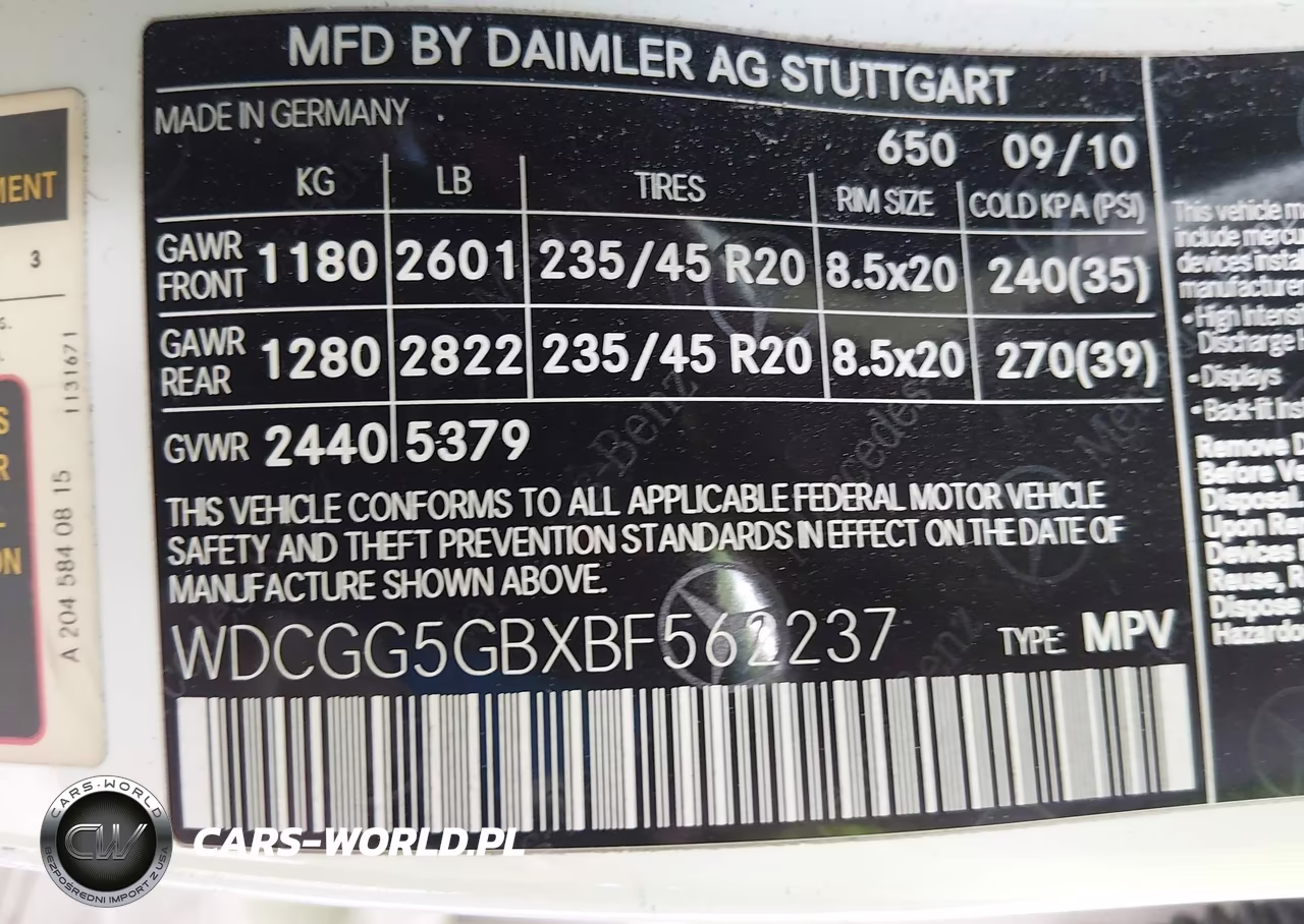 2011 Mercedes-Benz Glk 350 VIN:WDCGG5GBXBF562237 - 9