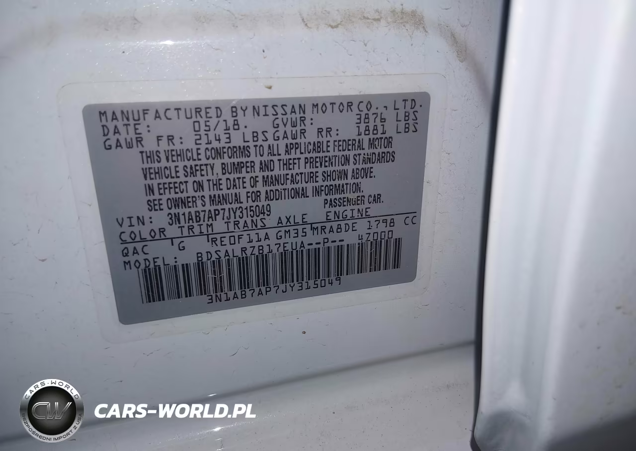2018 Nissan Sentra Sr VIN:3N1AB7AP7JY315049 - 9