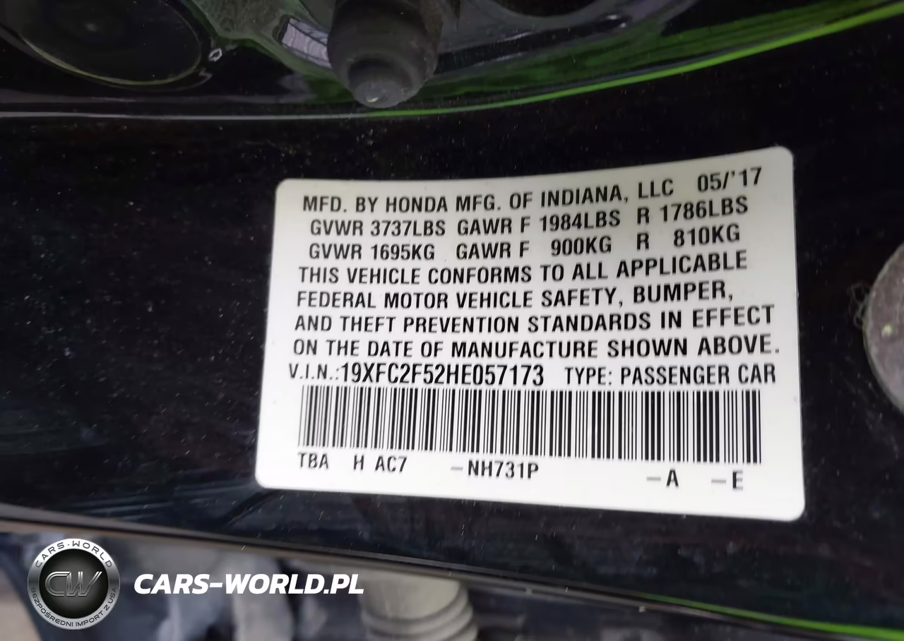 2017 Honda Civic Lx VIN:19XFC2F52HE057173 - 9
