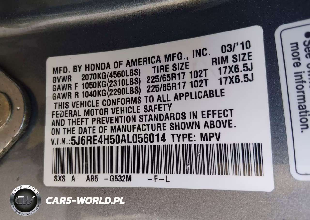 2010 Honda Cr-V Ex VIN:5J6RE4H50AL056014 - 9