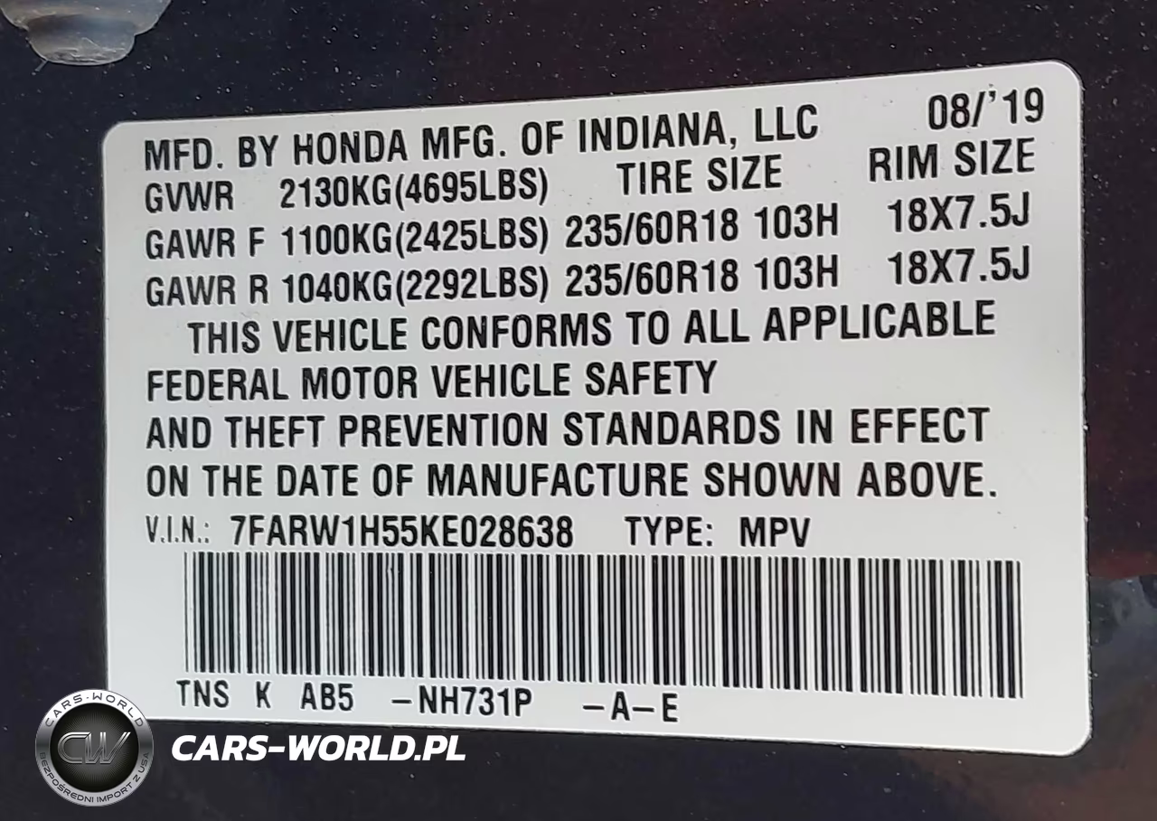 2019 Honda Cr-V Ex VIN:7FARW1H55KE028638 - 9