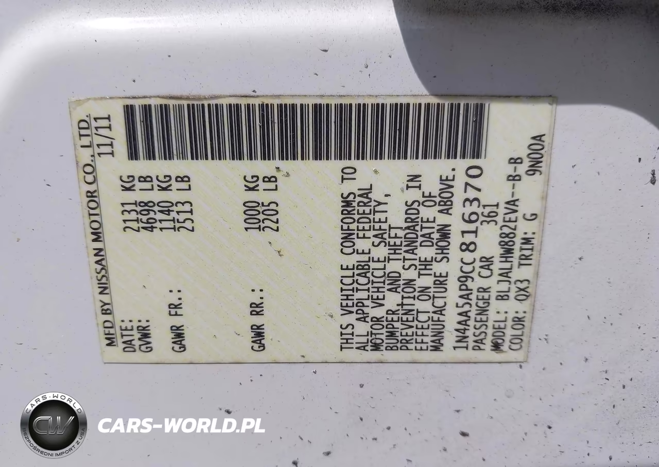 2012 Nissan Maxima 3.5 Sv VIN:1N4AA5AP9CC816370 - 9