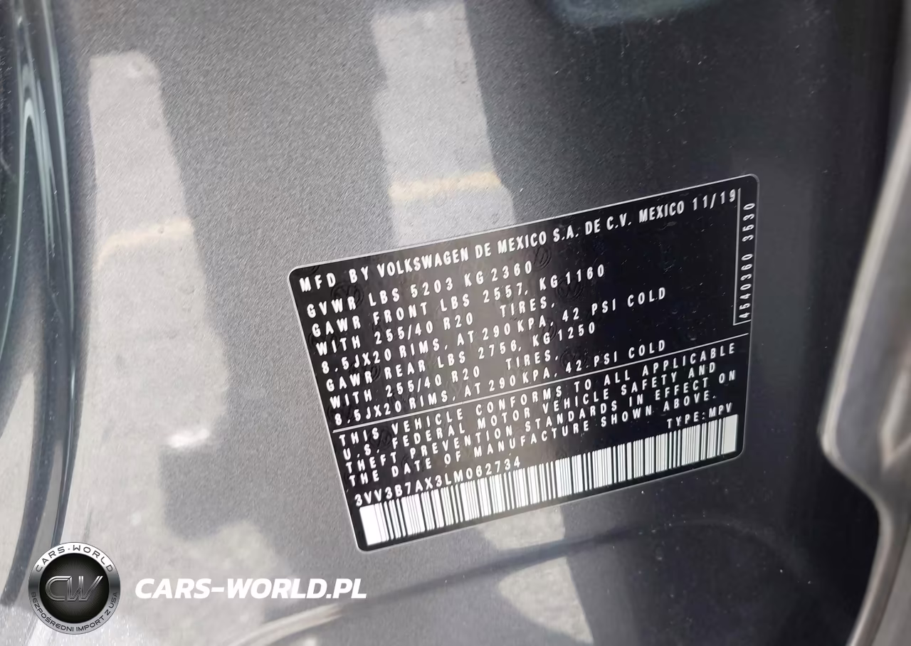 2020 Volkswagen Tiguan 2.0T Se-2.0T Se R-Line Black-2.0T Sel VIN:3VV3B7AX3LM062734 - 9