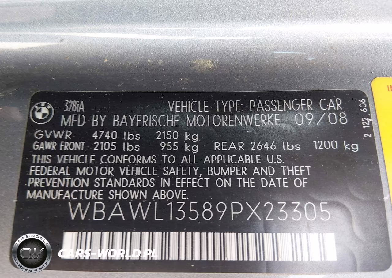 2009 BMW 328I VIN:WBAWL13589PX23305 - 9