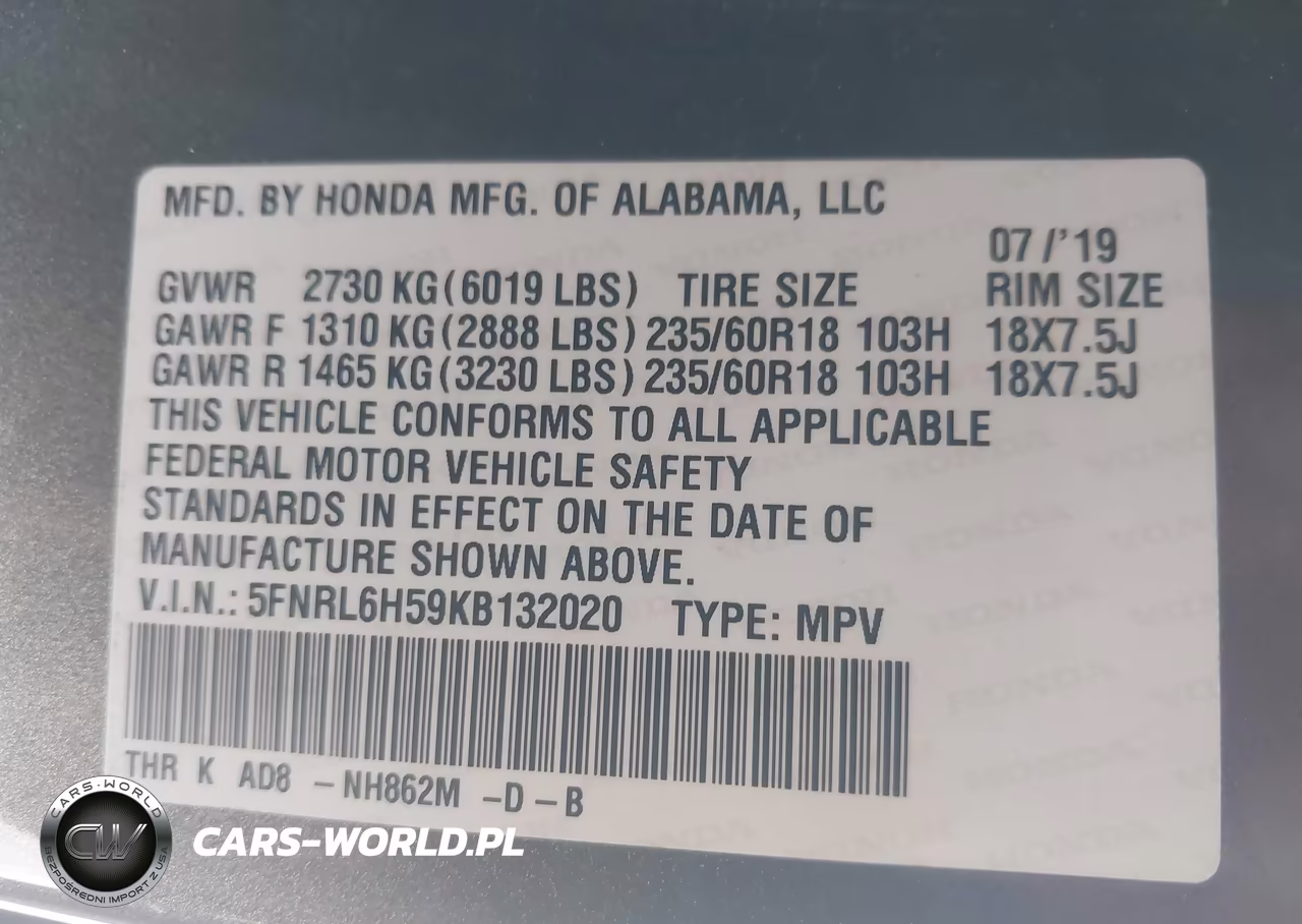 2019 Honda Odyssey Ex VIN:5FNRL6H59KB132020 - 9