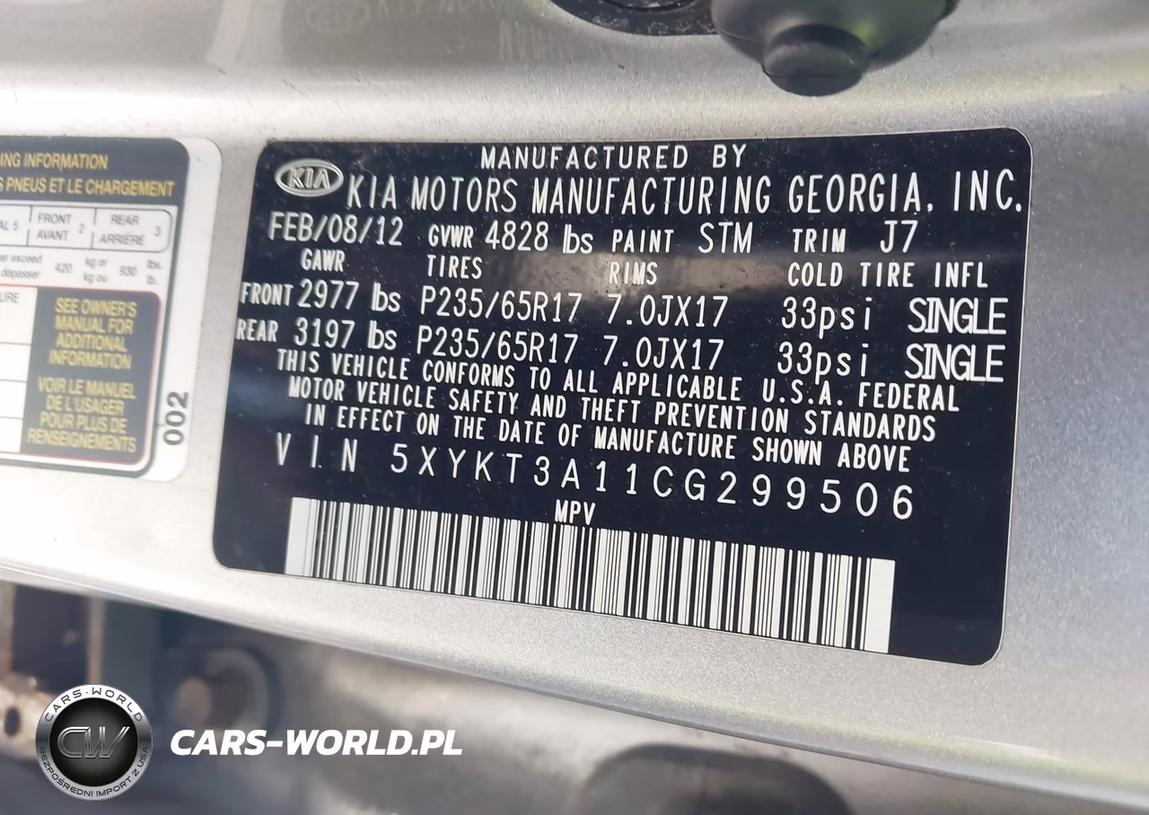 2012 Kia Sorento Lx VIN:5XYKT3A11CG299506 - 9