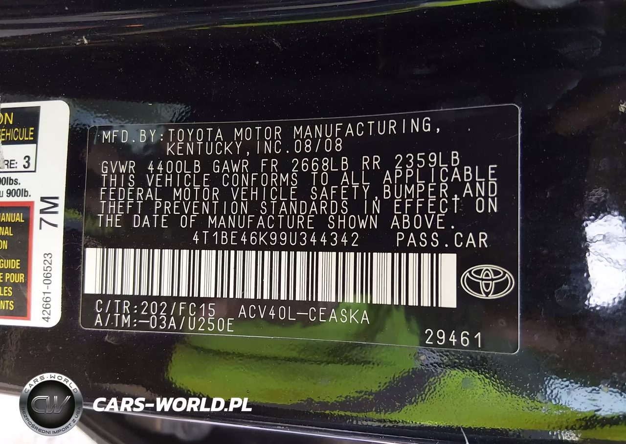 2009 Toyota Camry Se VIN:4T1BE46K99U344342 - 9