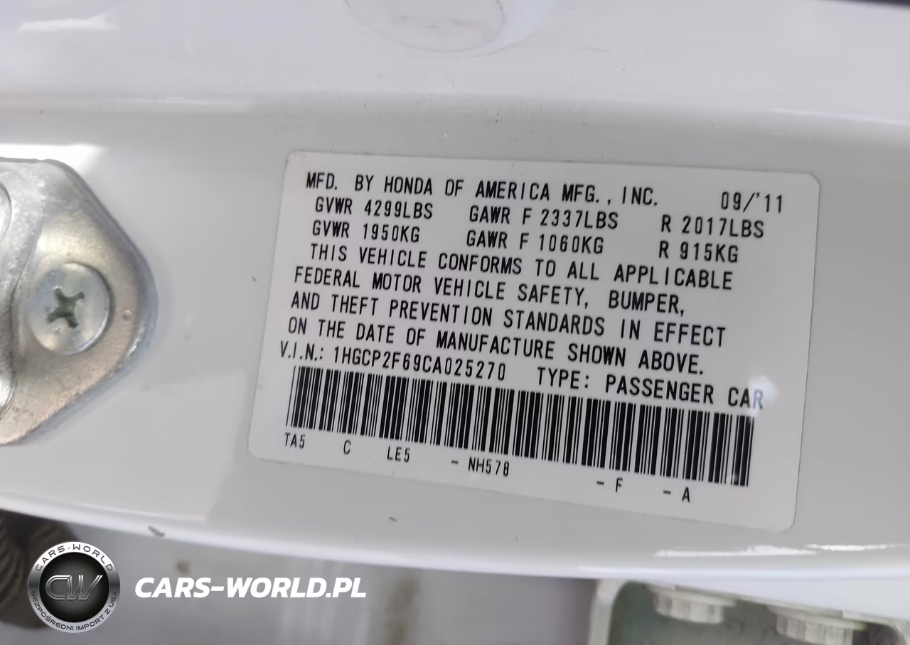 2012 Honda Accord 2.4 Se VIN:1HGCP2F69CA025270 - 9